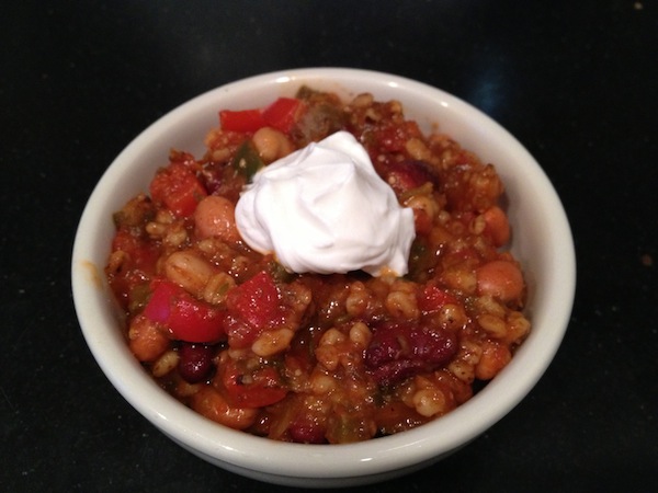 Three Bean Chili with Mushrooms and Barley